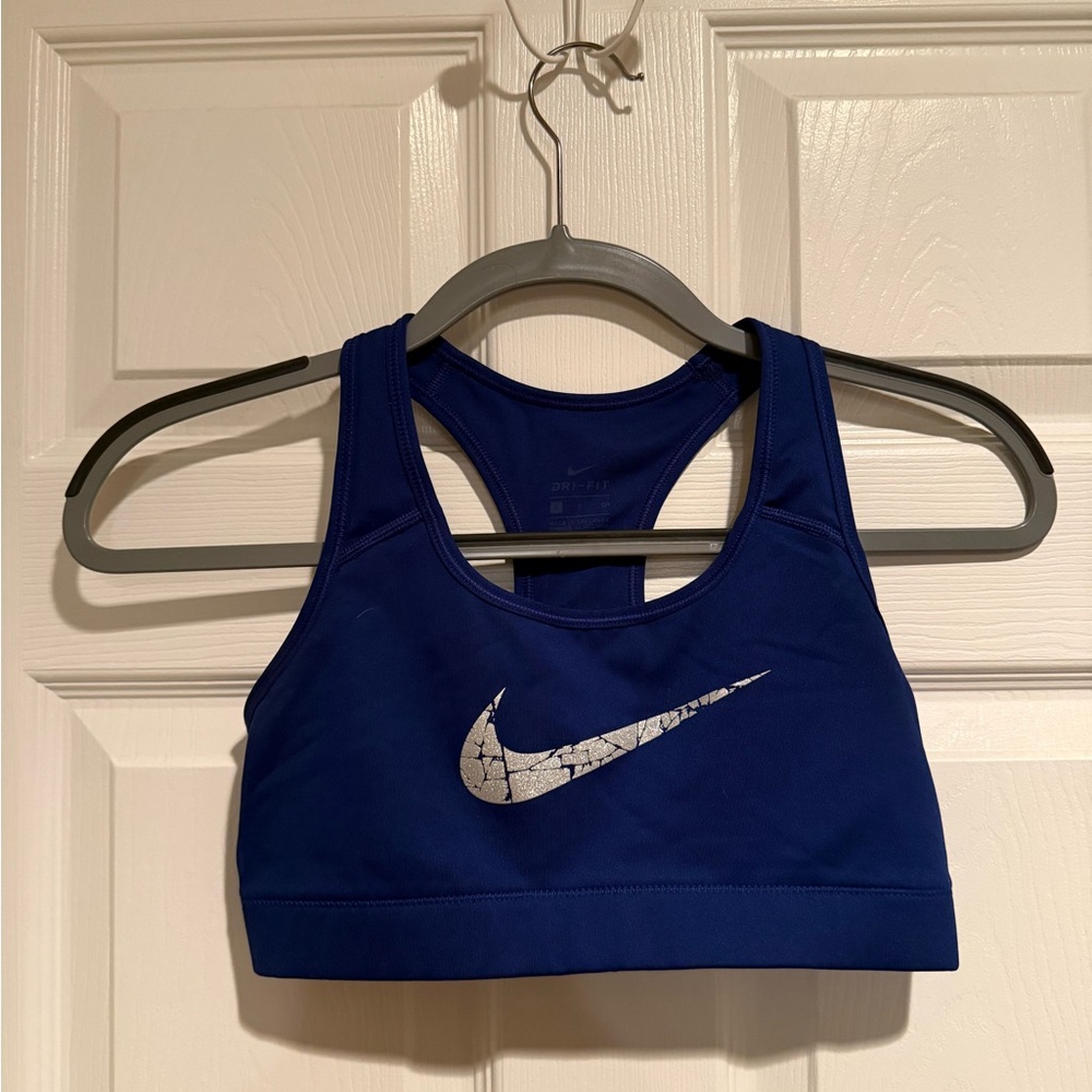 Nike Royal Blue Sports Bra with Silver Logo